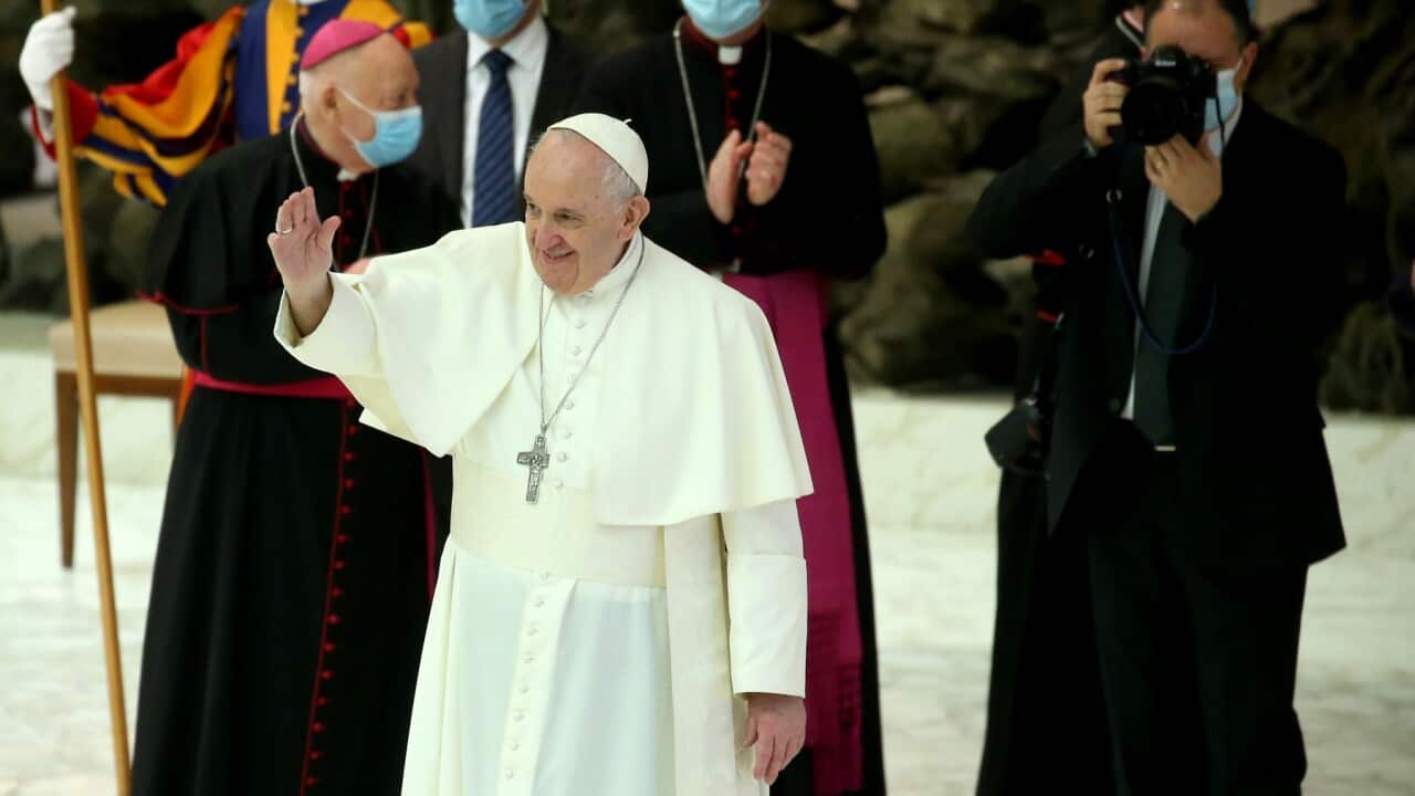 Pope Francis leaves his weekly audience in Vatican City