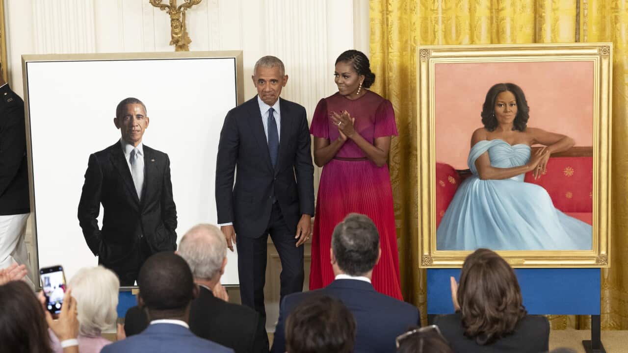 Barack and Michelle Obama return to the White House for official portrait unveiling
