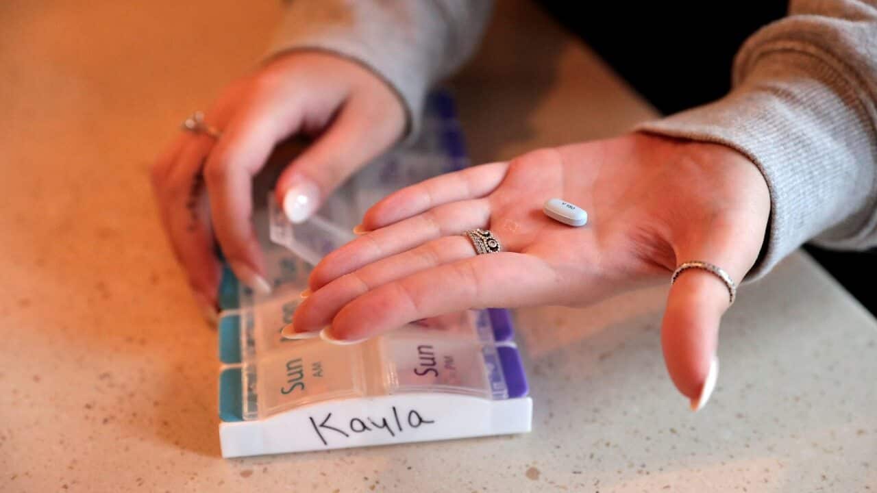 A Trikafta pill, used to treat cystic fibrosis