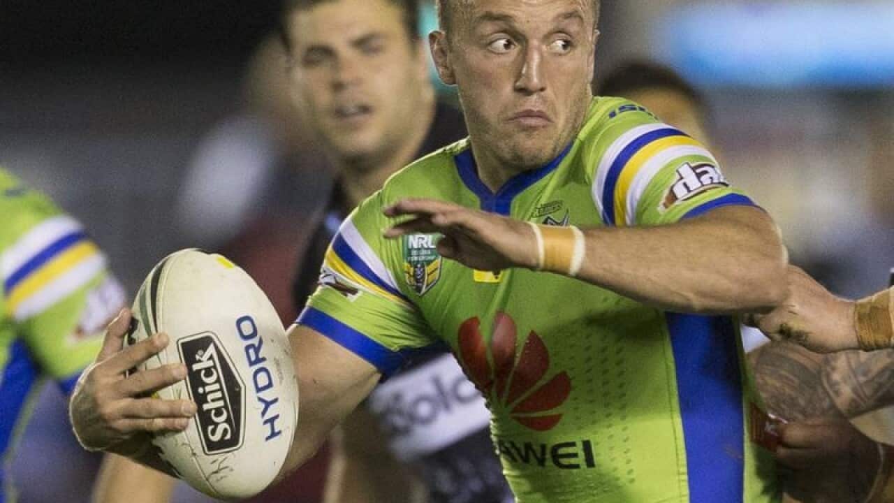 File image of Raiders' Josh Hodgson making a break during a game.