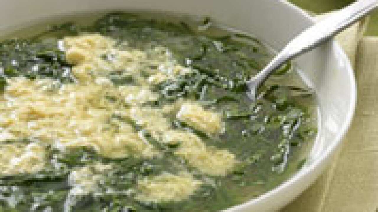 Spinach and egg soup (Stracciatella) SBS Food