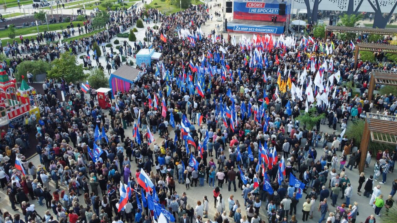 Russia: Event in support of Russia's special military operation in Ukraine, held in Volgograd