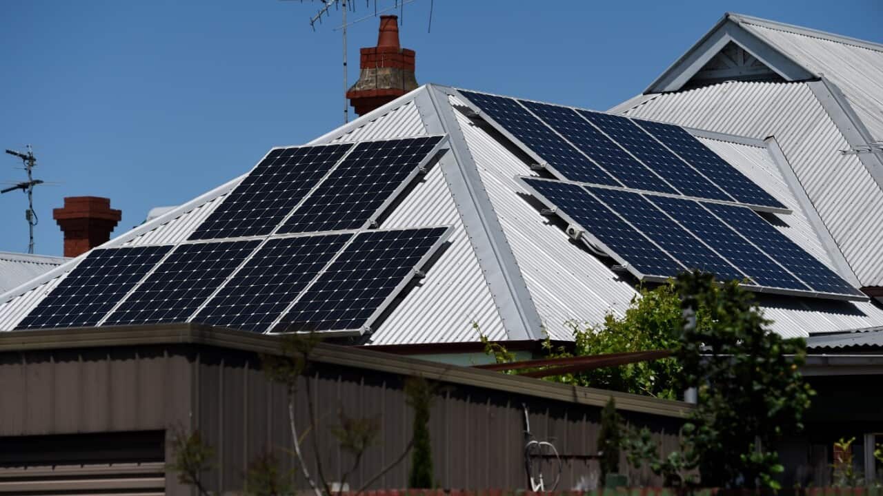 File image of solar panels on houses in Melbourne.