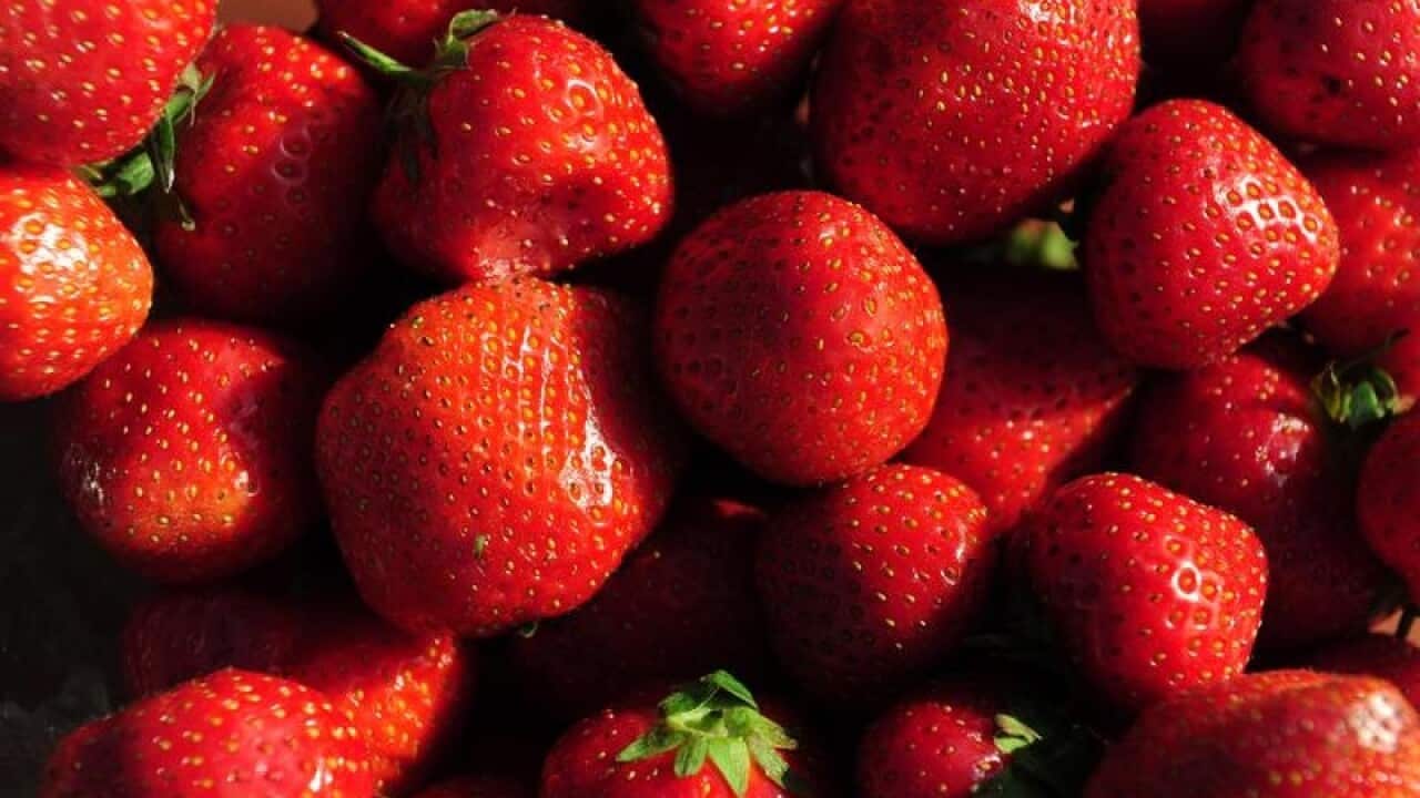 A general view of strawberries.
