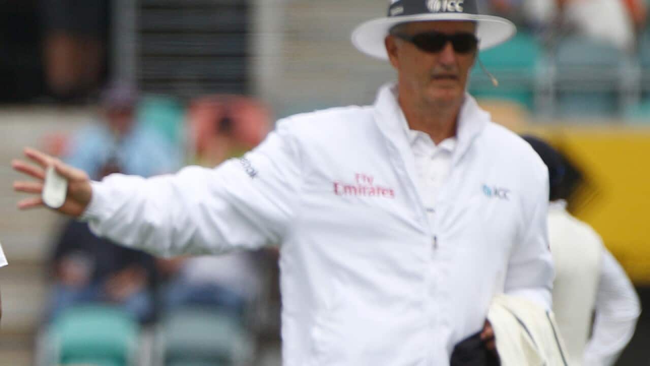 New Zealand cricket umpire Tony Hill