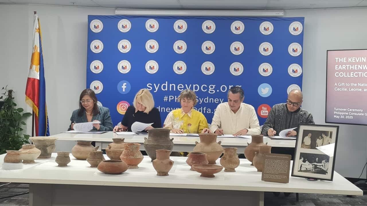 The ceremonial signing over of the Kevin Weldon Earthenware Pottery Collection