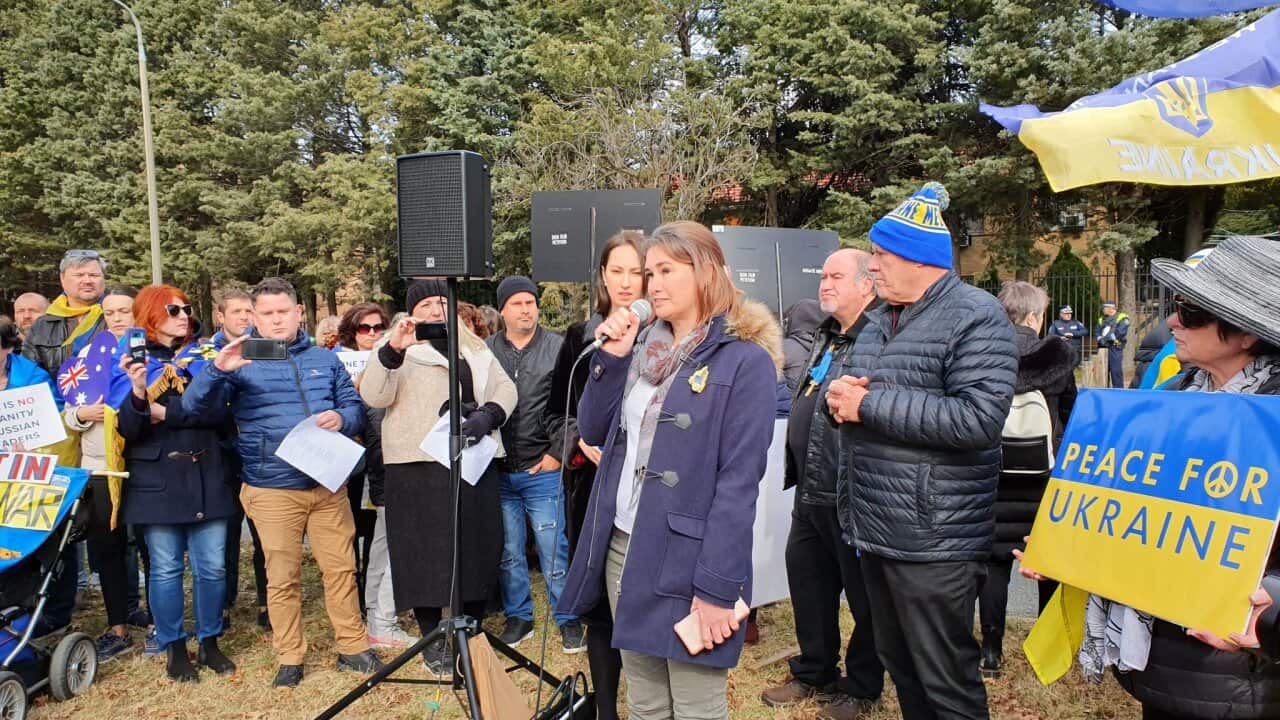 Canberra, 16 July 2022 - 8th year since the shooting down of MH17 and protest against Russian invasion of Ukraine -Jane Malcom.