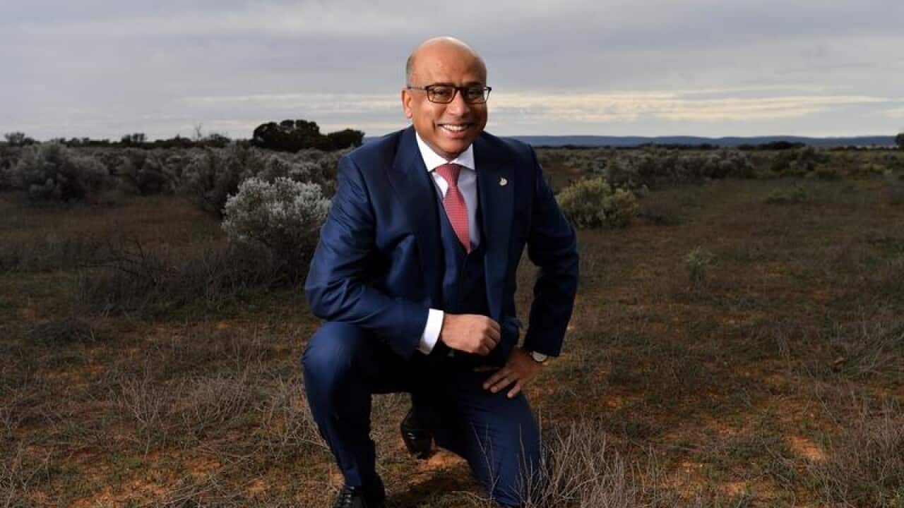 Sanjeev Gupta on Cultana Solar Farm site near Whyalla