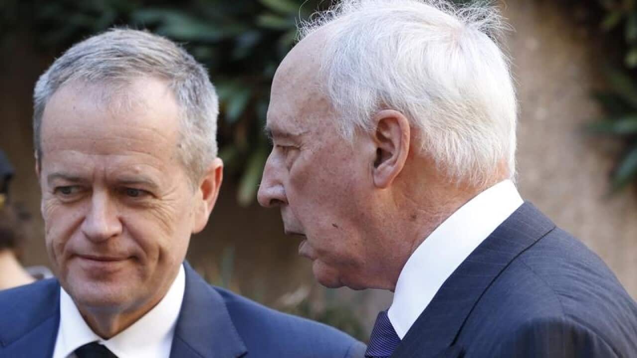 Bill Shorten (L) and Paul Keating