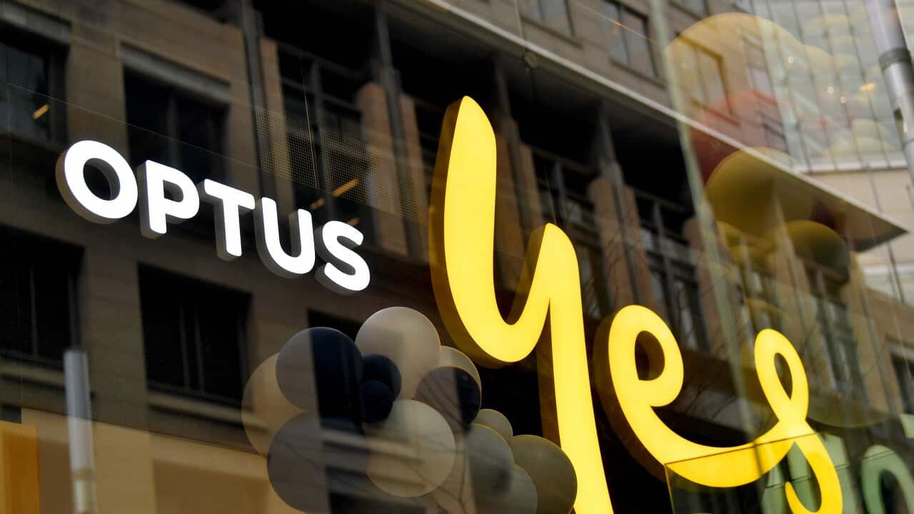 Signage at an Optus store in Sydney.