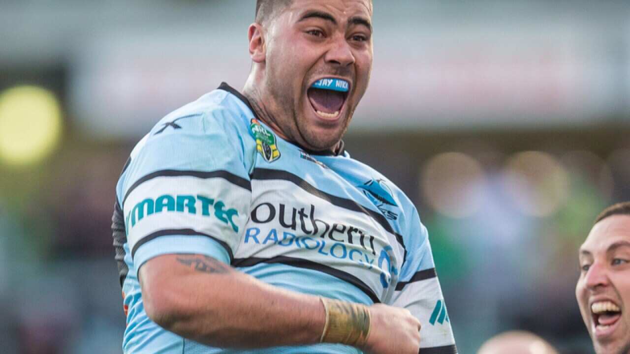 Andrew Fifita (left) of the Cronulla-Sutherland Sharks.