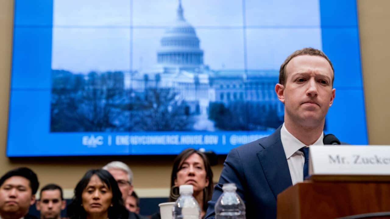 Facebook CEO Mark Zuckerberg before a House Energy and Commerce hearing on Capitol Hill in 2018