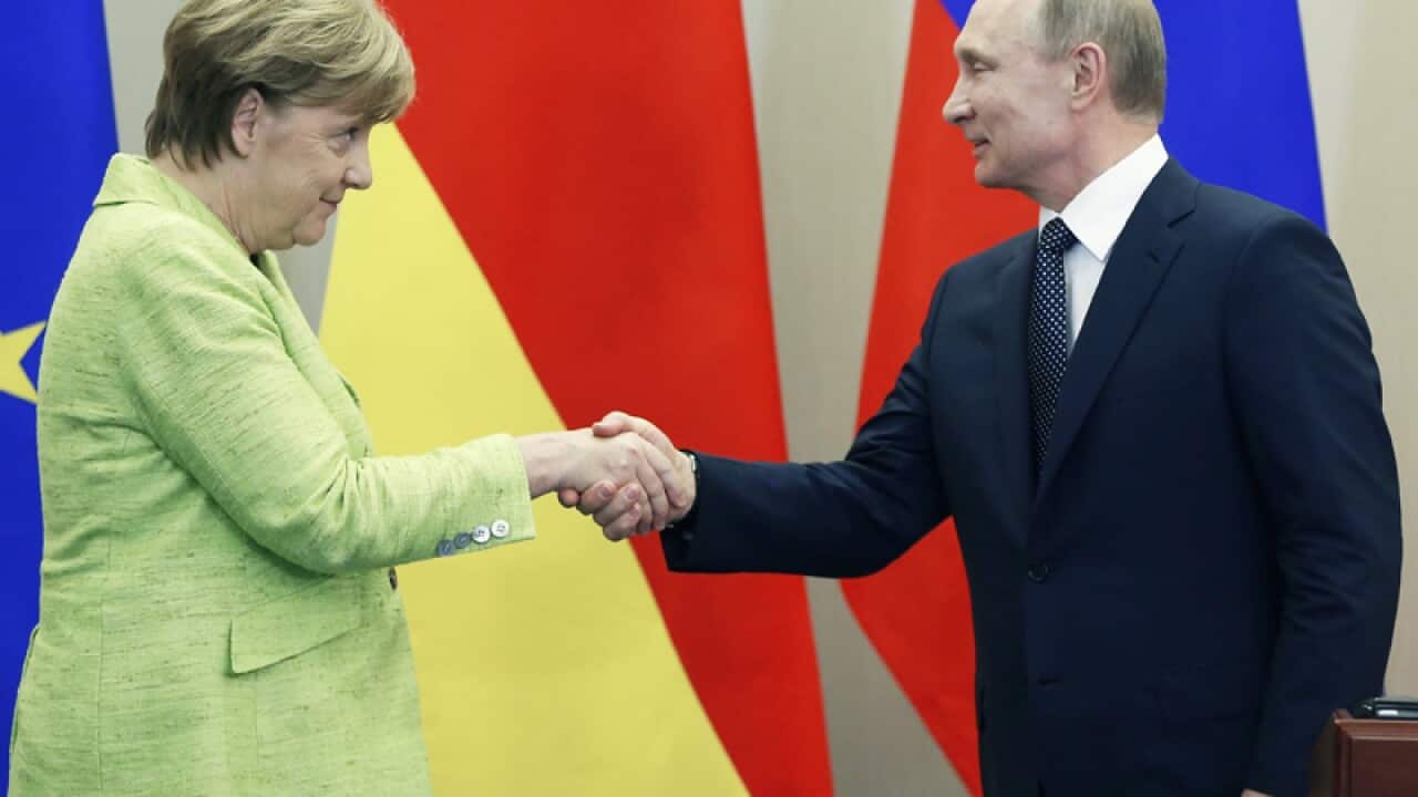 German Chancellor Angela Merkel and Russian President Vladimir Putin