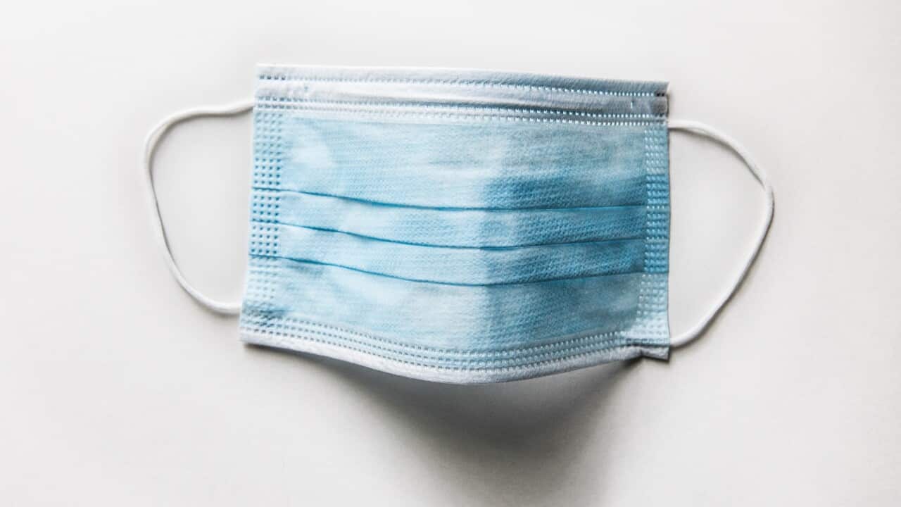 Surgical mask on white background