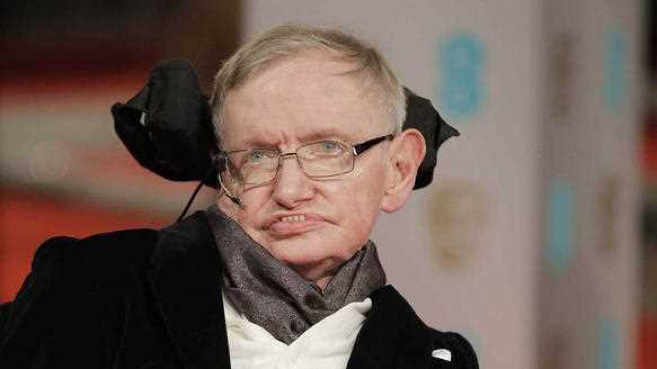 Stephen Hawking at the 2015 EE BAFTA British Academy Film Awards.
