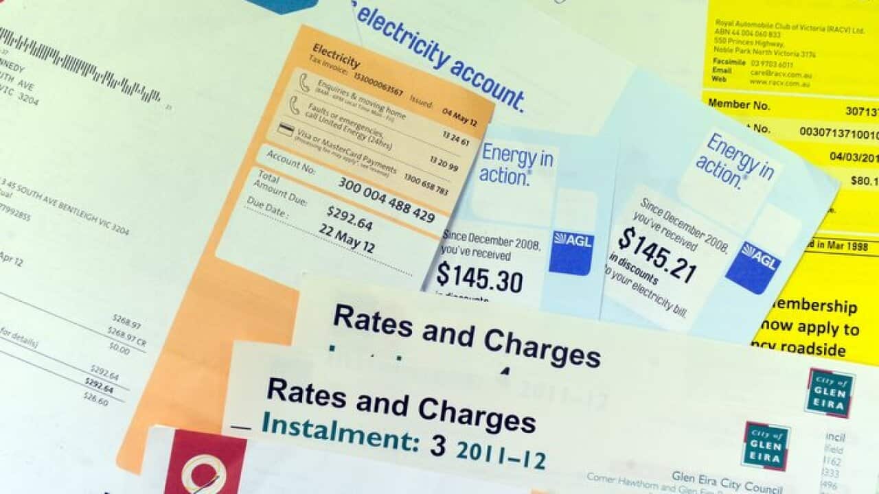Utility and rates bills in Melbourne, Monday, June 4, 2012. (AAP Image/Julian Smith) NO ARCHIVING