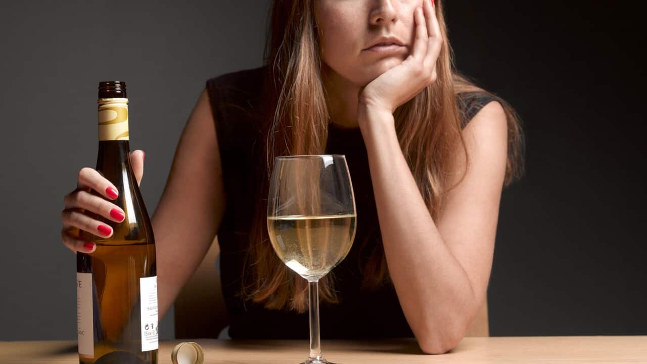 Alcoholic woman with depression
