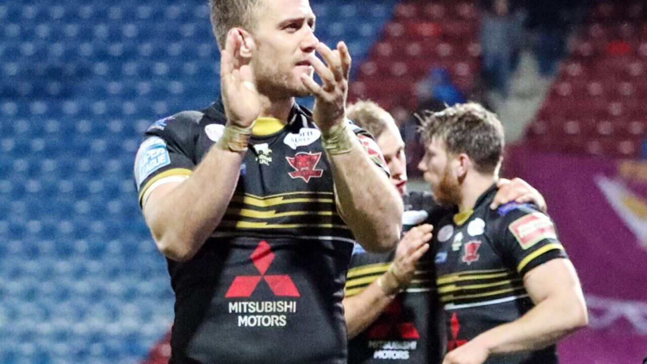 Salford Red Devils' Lee Mossop (front) celebrates