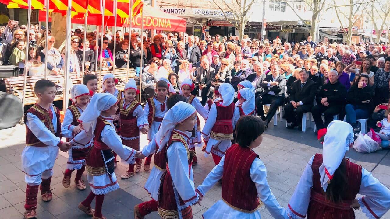 Macedonian community members celebrate the Macedonian Independence Day in Rockdale, 8 September 2018
