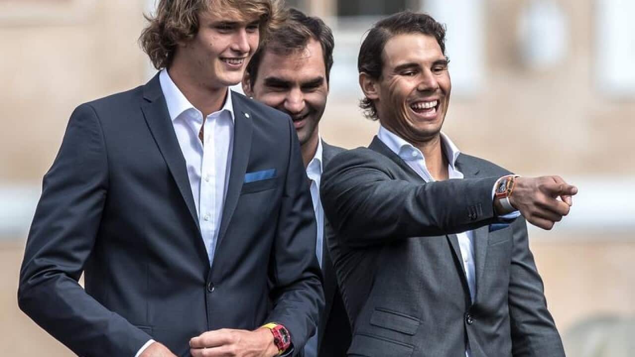 Alexander Zverev, Roger Federer and Rafael Nadal