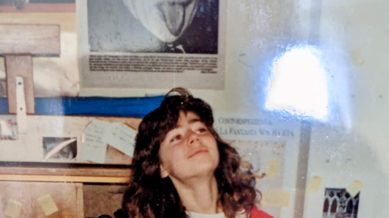 Orsola de Marco in 1990, last year of school at the United World College of the Adriatic in her room with many posters of Einstein