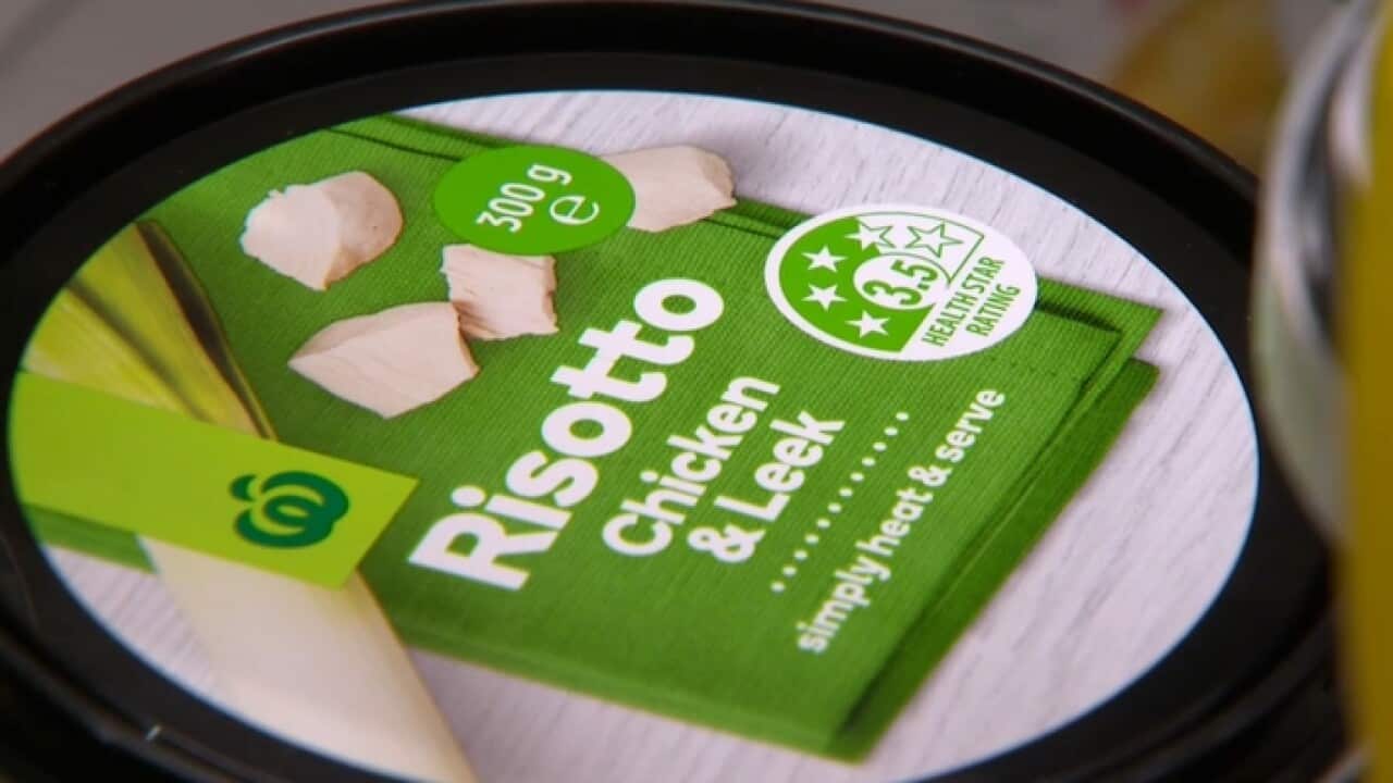 A food container showing a Health Star Rating (SBS)