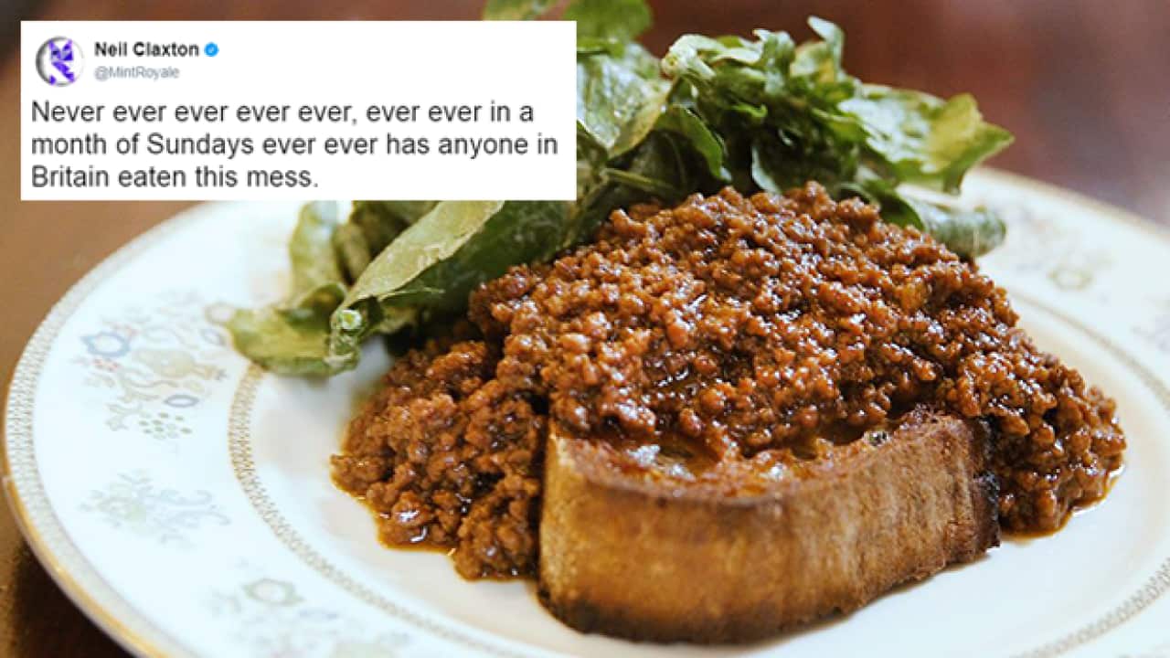 British Twitter users are furious after Us food site Eater called mince on toast a 'quintessential British classic'.