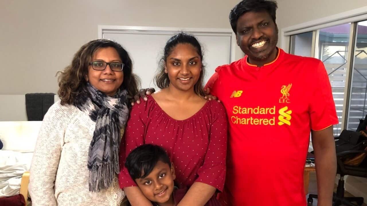The Rajasegaran family at their home in Warrnambool after hearing the good news.