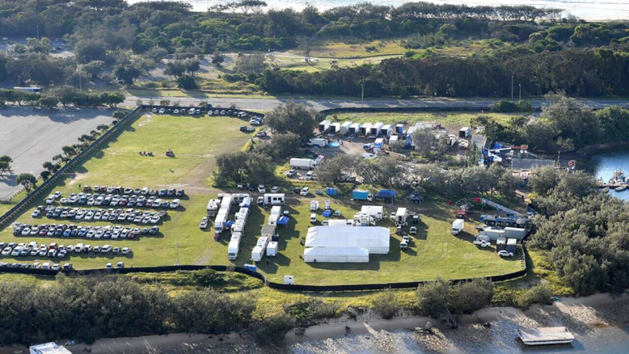 A Film set location is seen at The Spit on the Gold Coast