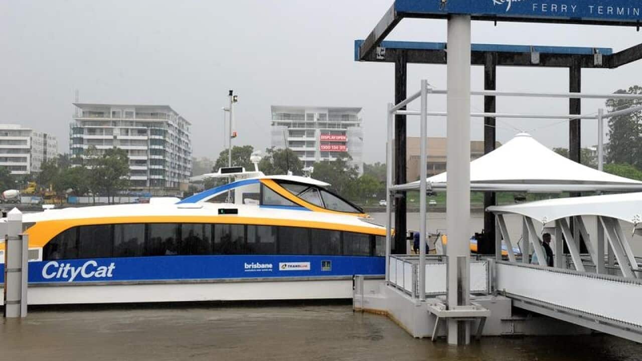 A Brisbane ferry at the Regatta Ferry terminal.