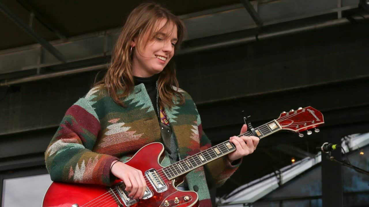 Angie McMahon performs at Rachael Ray's Feedback Party at Stubb's during the South by Southwest Music Festival on Saturday, March 16 2019, in Austin, Texas. (Photo by Jack Plunkett/Invision/AP)