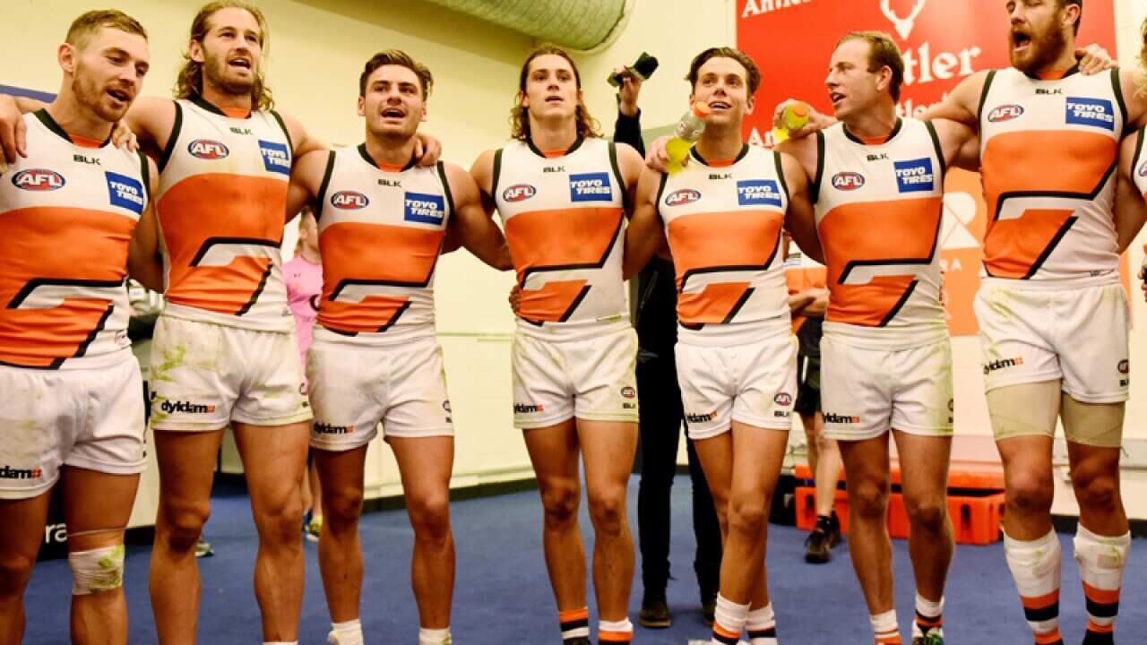 GWS Giants players celebrate