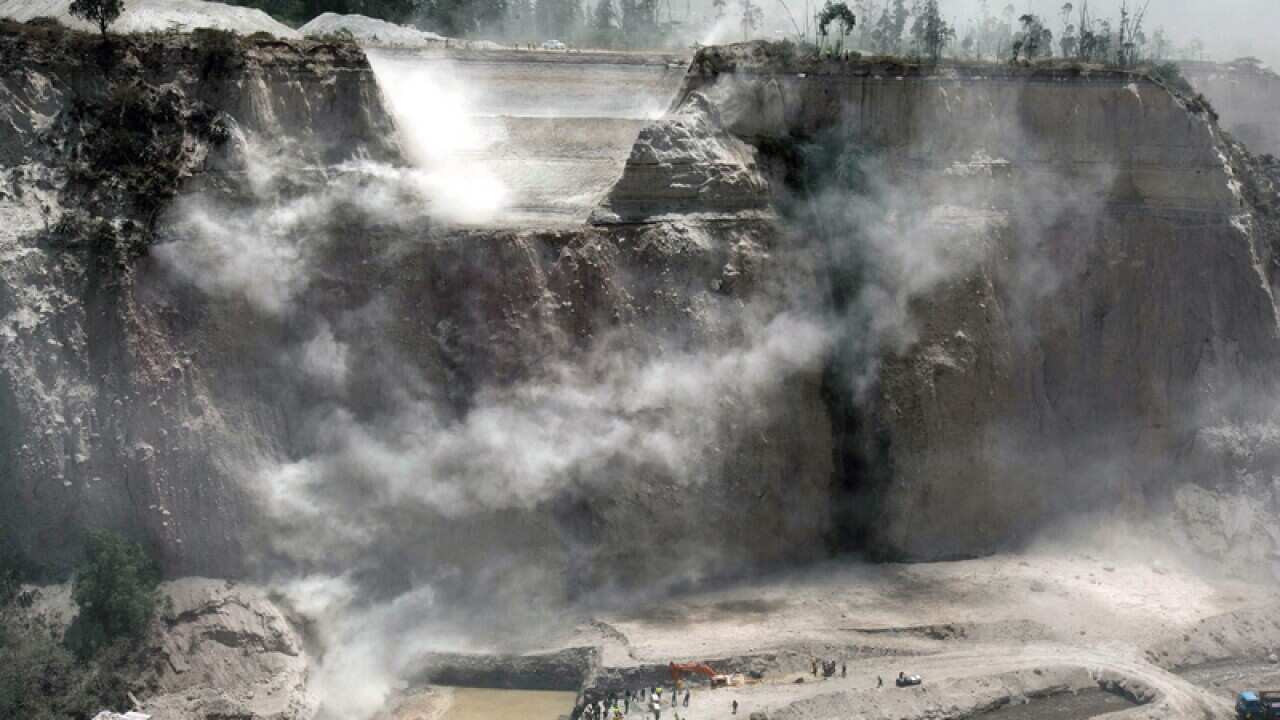 A landslide due to an earthquake