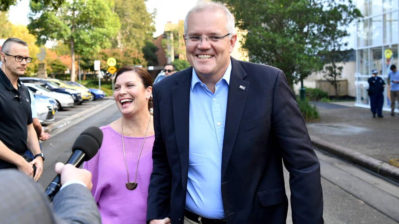 Prime Minister Scott Morrison and wife Jenny on Sunday.