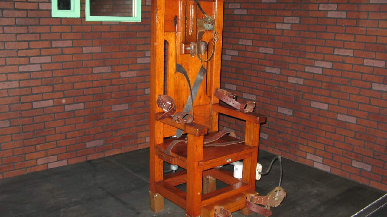 'Old Sparky', the decommissioned electric chair in which 361 prisoners were executed between 1924 and 1964 at the Texas Prison Museum in Huntsville, Texas. (Getty)