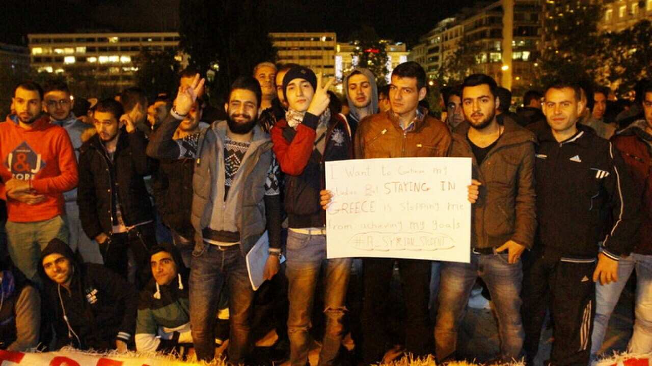 Syrian asylum seekers protest in Athens over their treatment by the Greek government last November