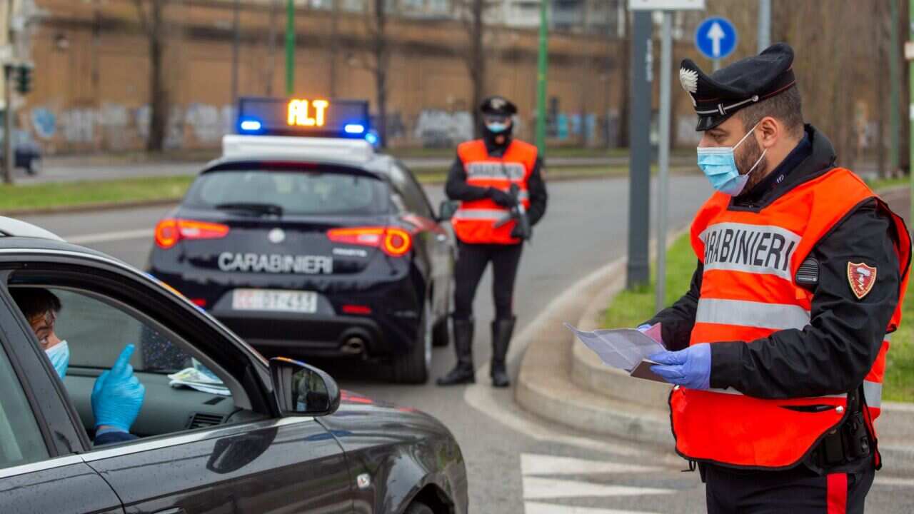 Italian Carabinieri checks in response to the Coronavirus lockdown
