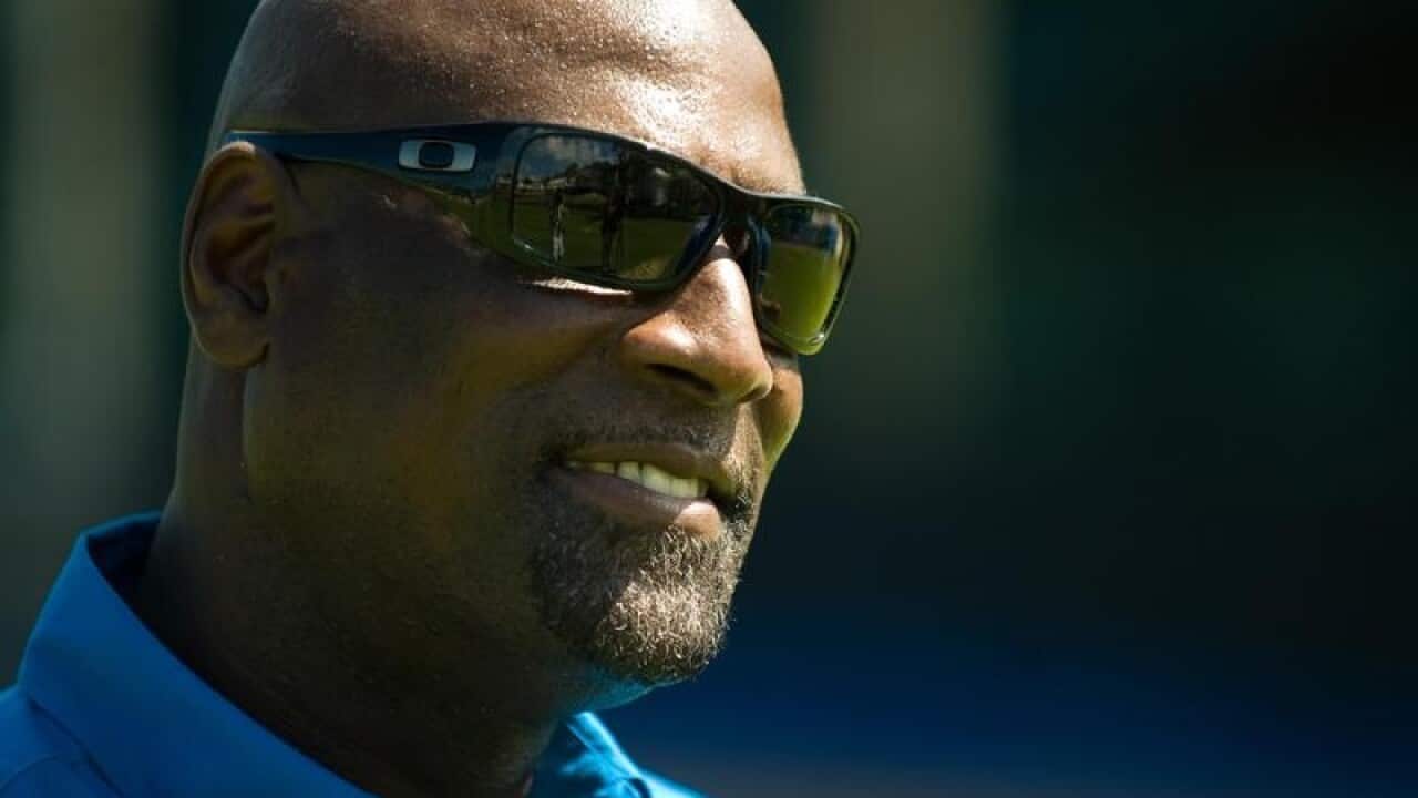 Viv Richards looks on