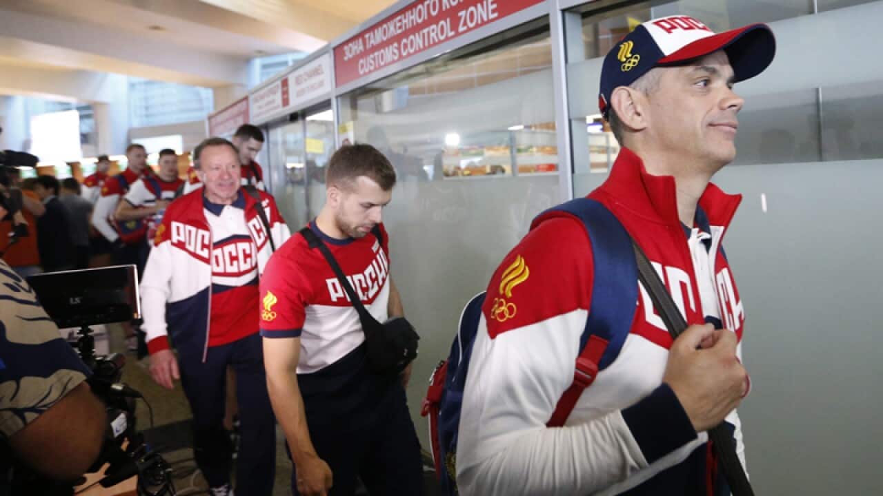 Members of the Russian Olympic team in Moscow