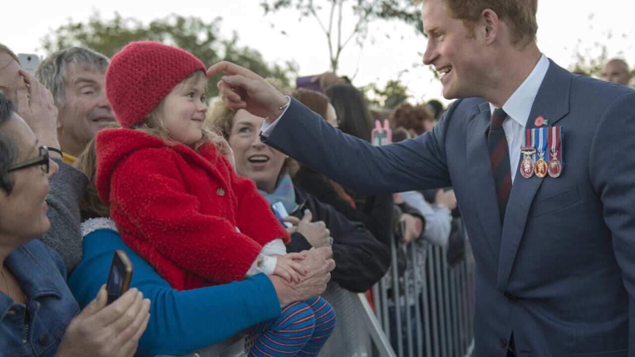 Prince Harry meets members of the public during a visit in Wellington