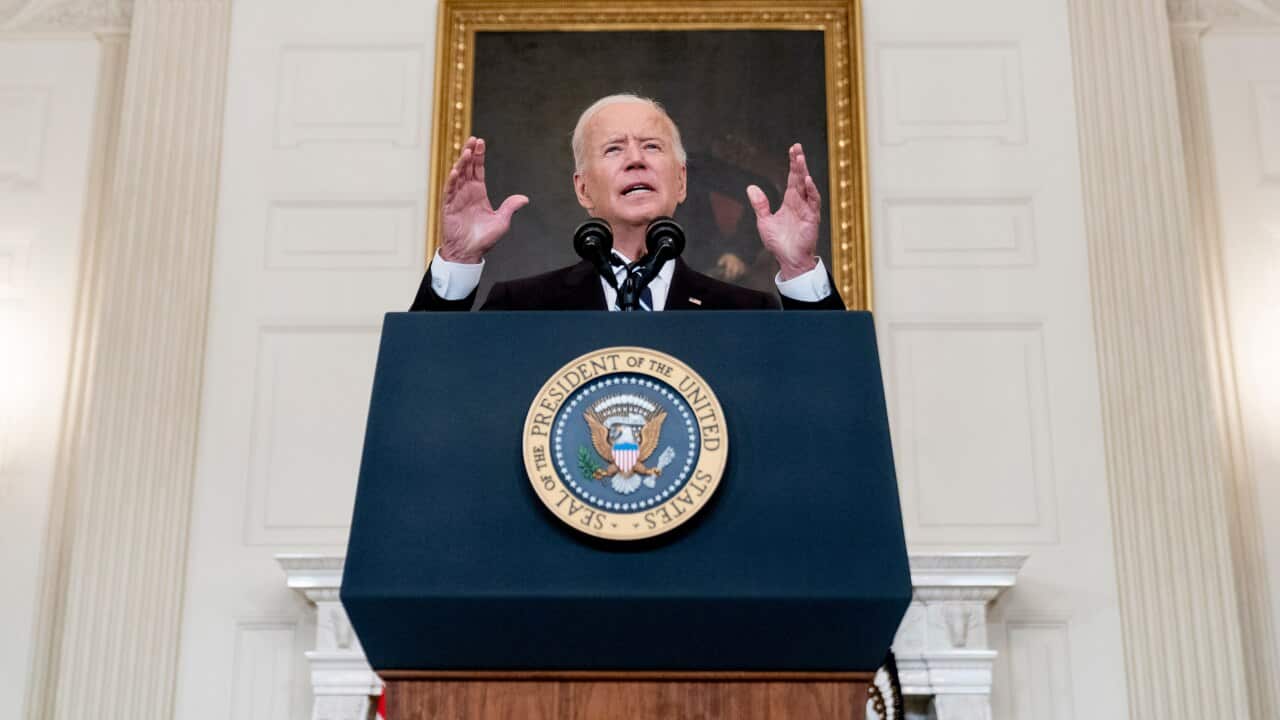 President Joe Biden speaks at the White House, announcing sweeping new federal vaccine requirements.