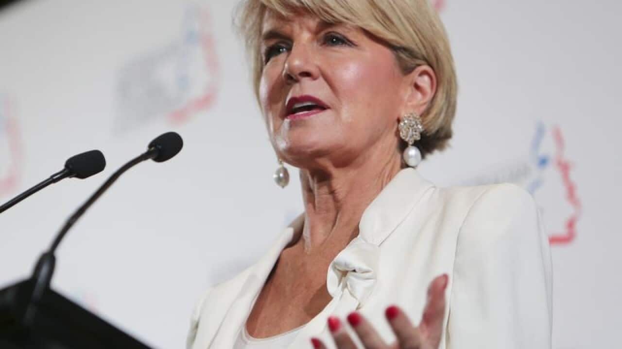 Julie Bishop addresses the Australian British Chamber of Commerce.