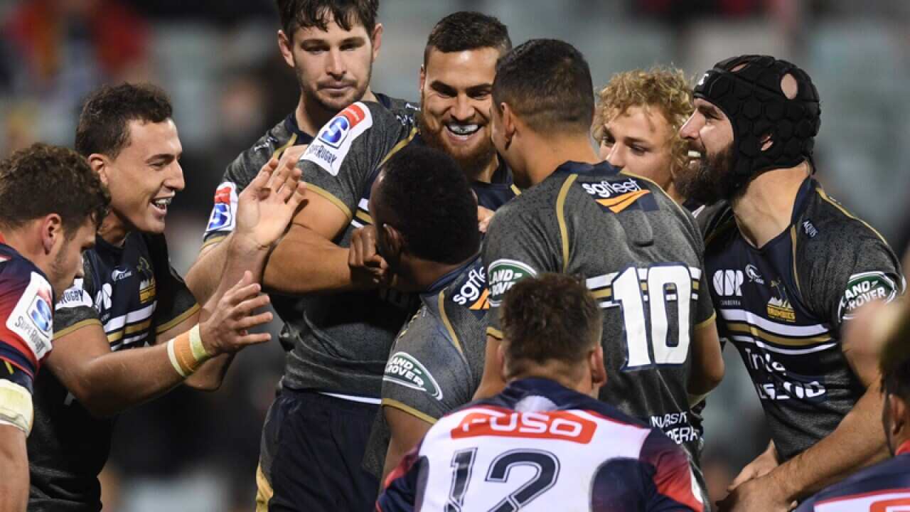 Brumbies players celebrate