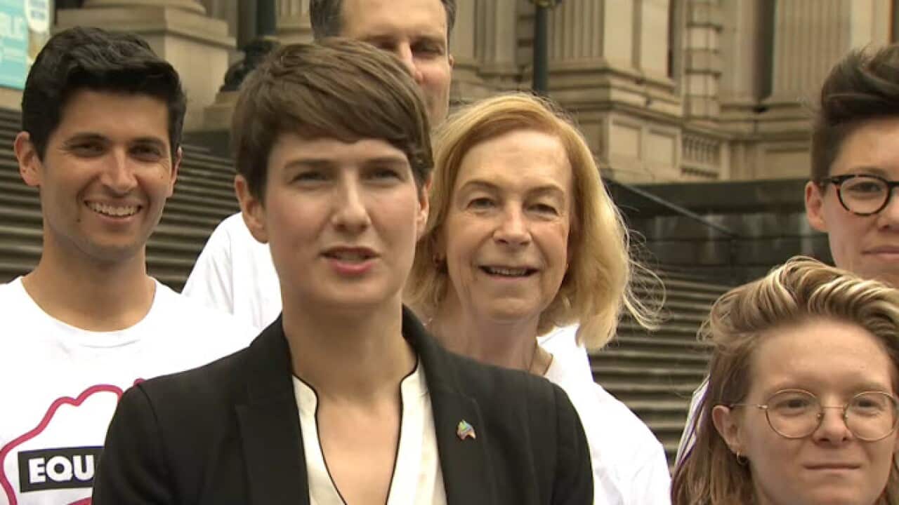 Anna Brown (front) and members of Equality Australia