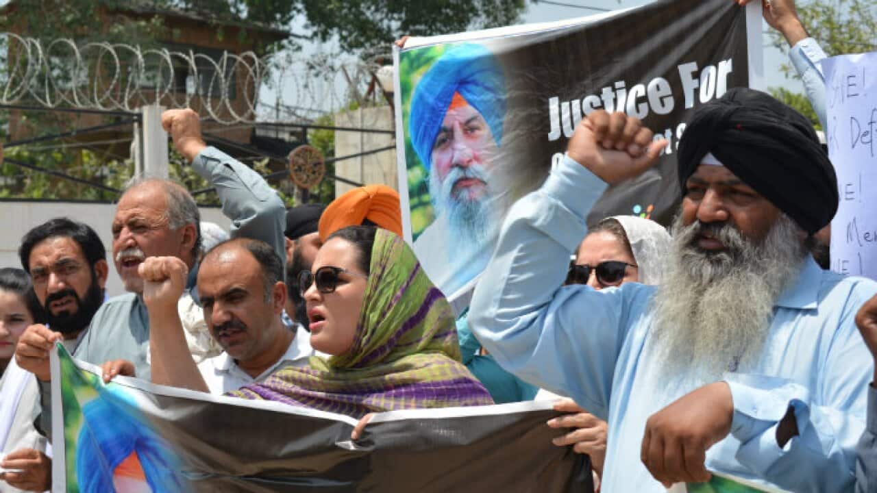 Sikh community protesting against the targeted killing