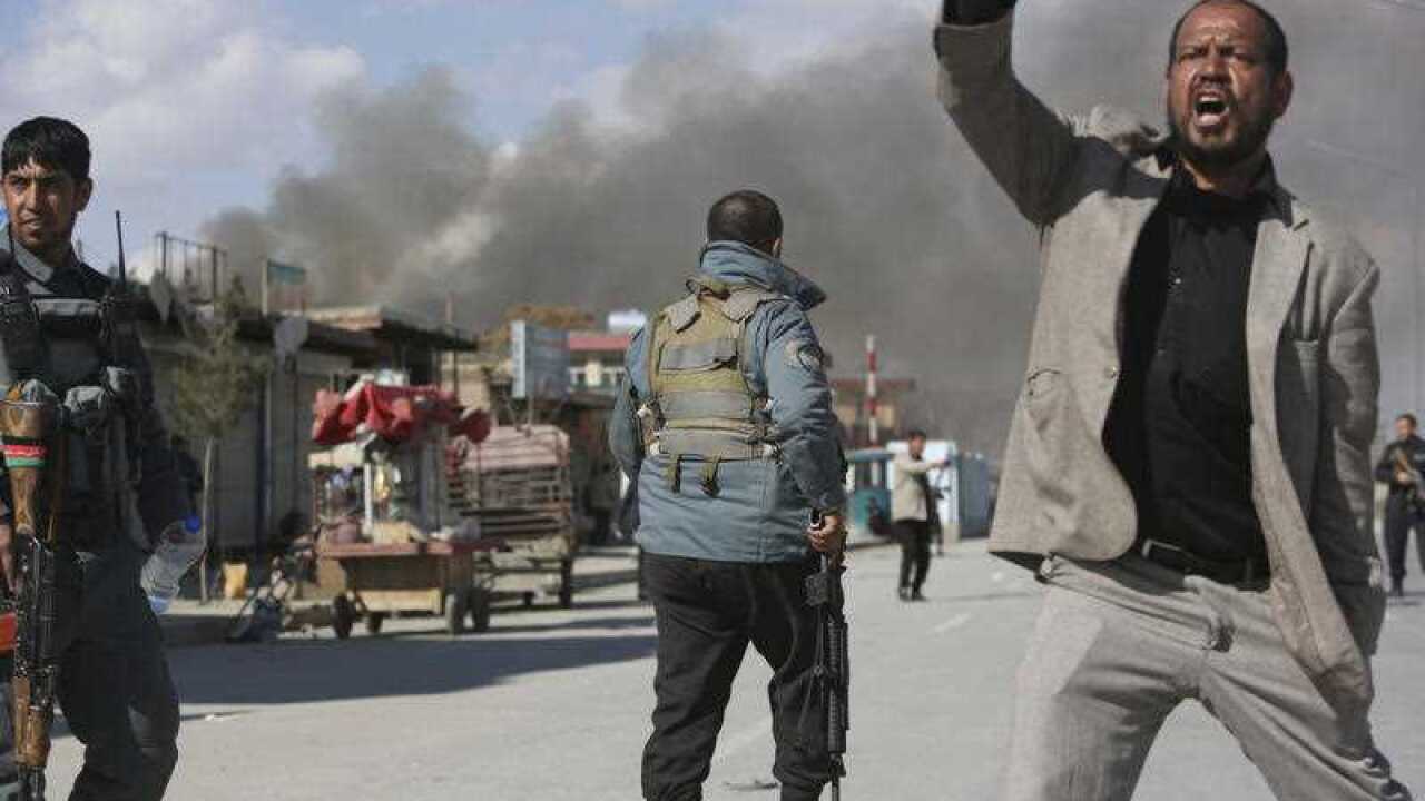 Afghan security forces respond to a suicide attack in Kabul, Afghanistan, Wednesday, March 1, 2017.