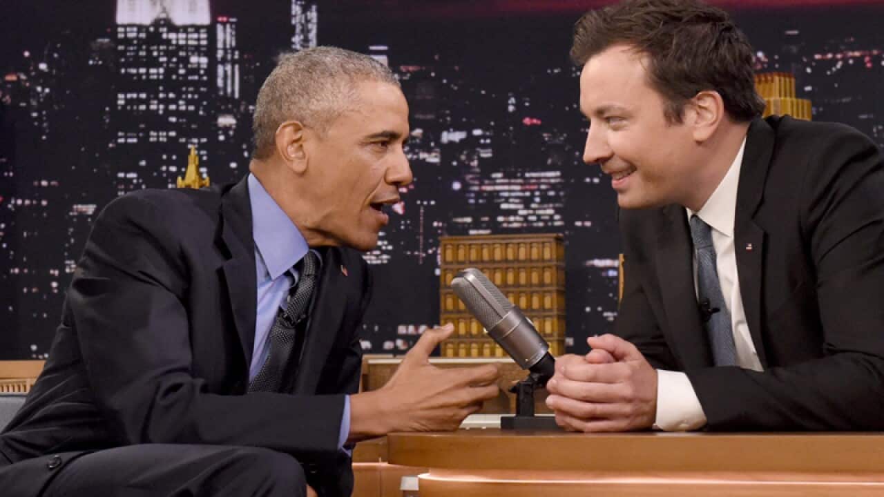 US President speaks with TV host Jimmy Fallon