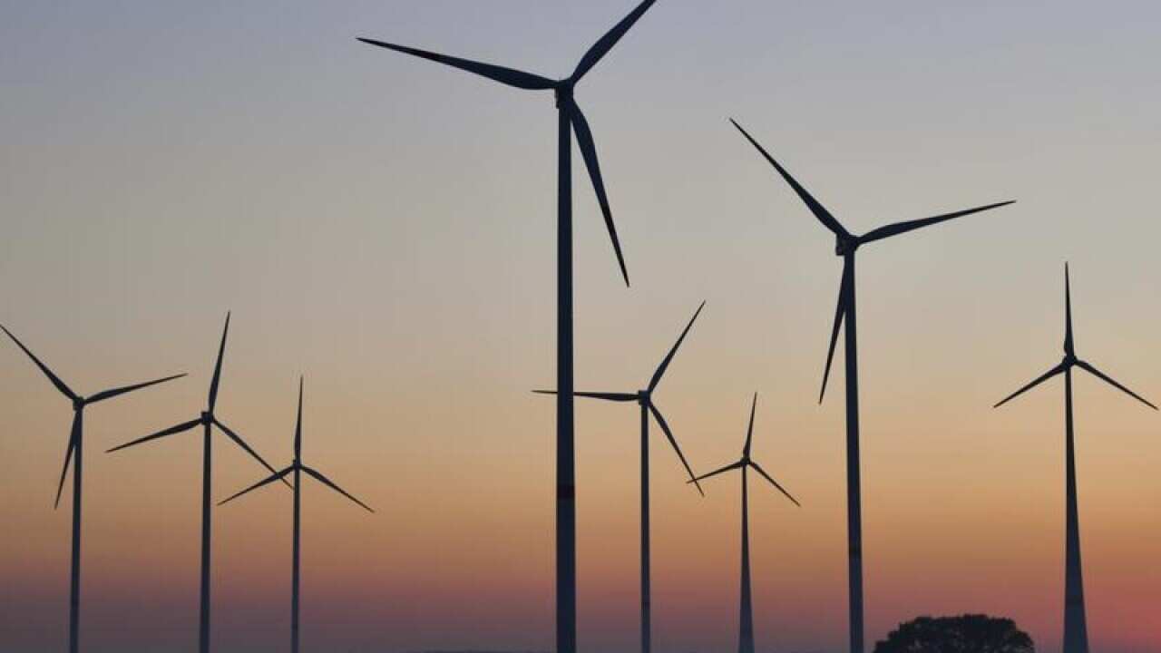 Wind turbines near Jacobsdorf, Germany.