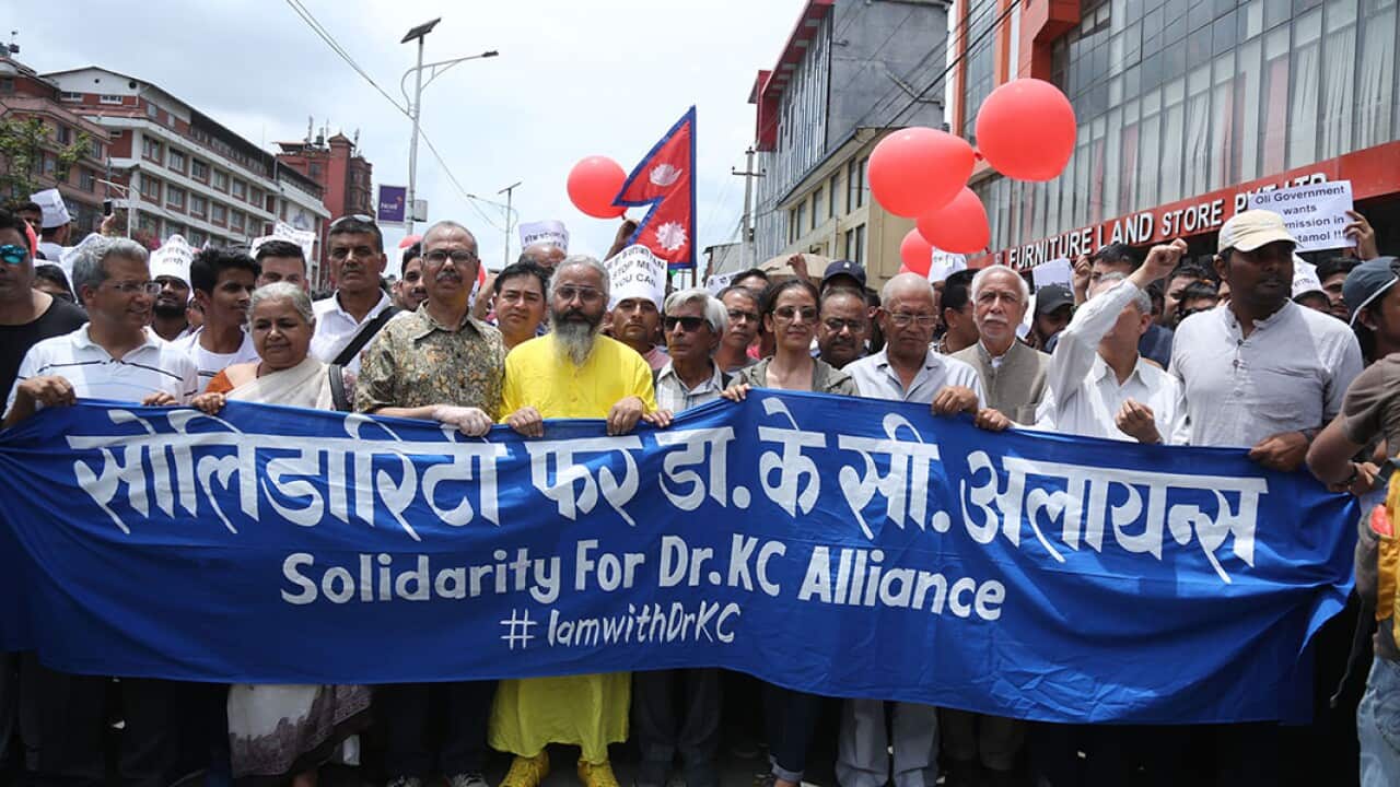 Nepali politicians, rights activists, writers and actors came together in Kathmandu to show support for Dr Govinda KC on Saturday 21 July 18.