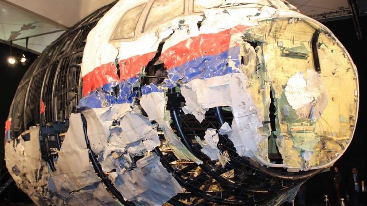 The reconstructed front of Malaysia Airlines Flight 17